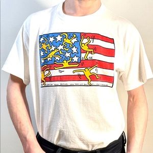 Vintage American Flag Keith Haring T shirt